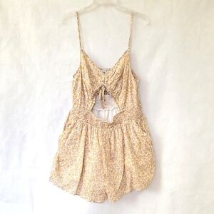 American Eagel Yellow Ditsy Floral Cut Out Front Romper - Size XL